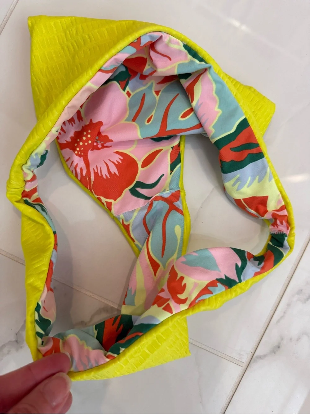Maaji Neon Yellow Floral Reversible Bikini top M bottoms S - Picture 3 of 7